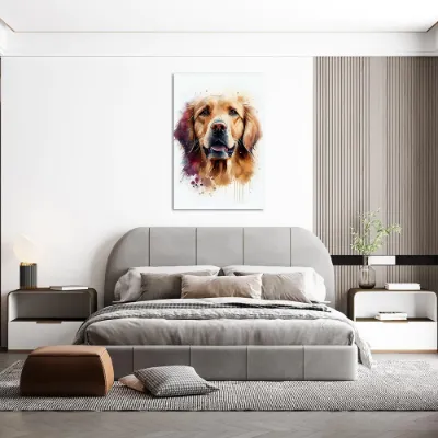 Golden Retriever Jack - Hunde Wandbild - Dogs Art Leinwand WaterColors im Hochformat