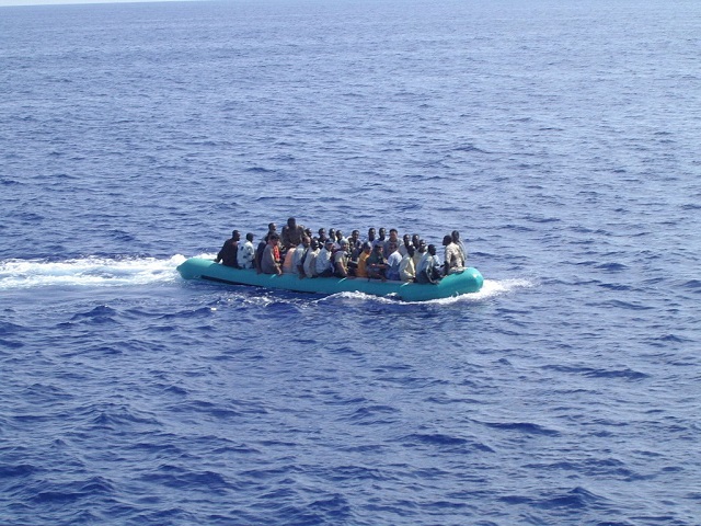 Arrival of Immigrants in the Sea of Lampedusa (Italy)