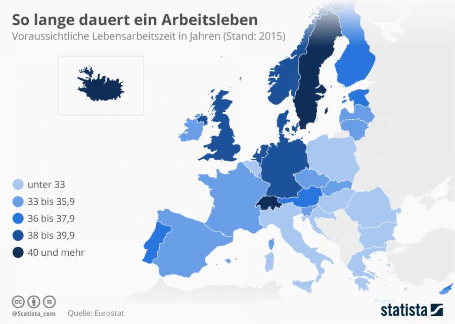 Infografik zu den Arbeitszeiten im EU-Raum