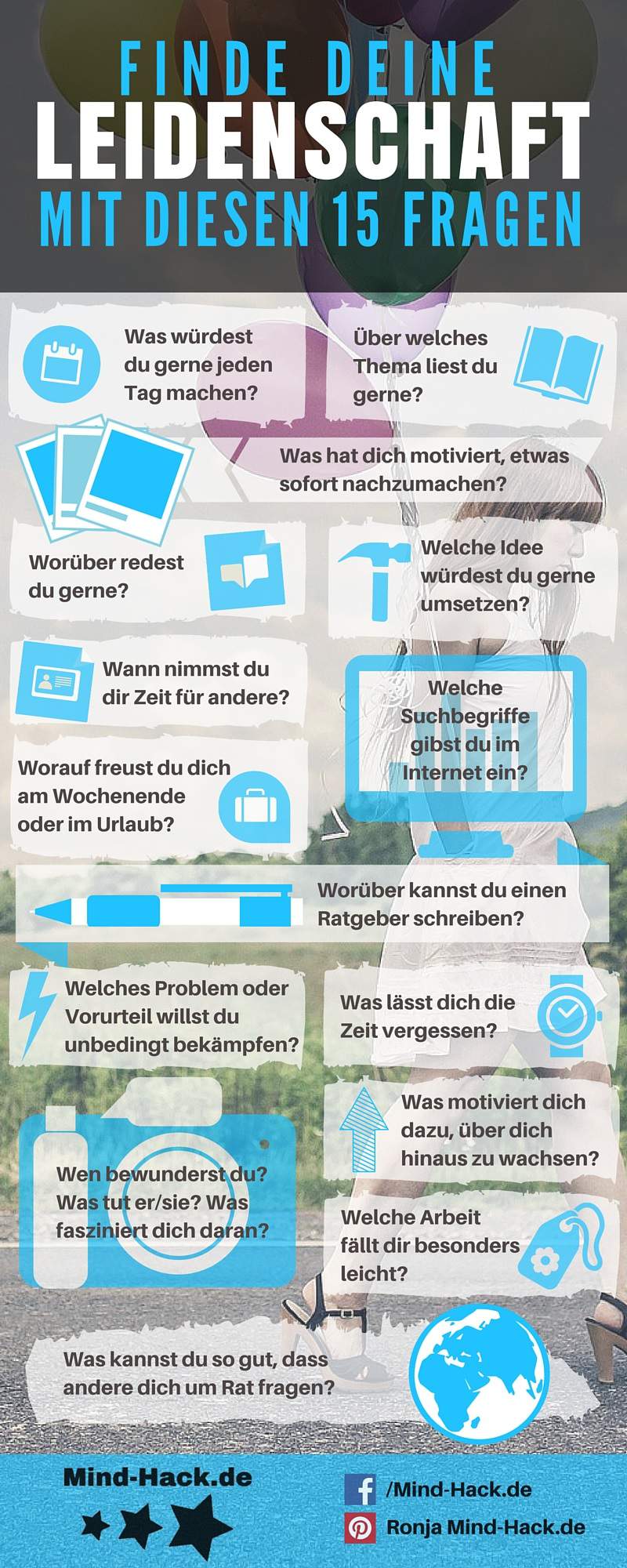 Infografik, Leidenschaften herausfinden, Talente identifizieren, Stärken entfalten, Fragenkatalog, berufliche Neuorientierung, Orientierung in der Berufswahl, richtiges Hobby finden