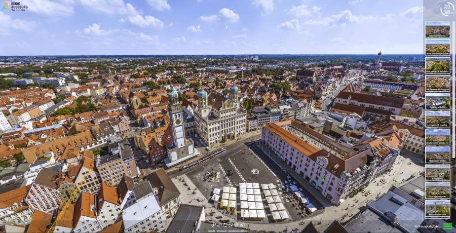 Start-Screen der Augsburg-Panorama-Tour der Regio Augsburg Tourismus GmbH.