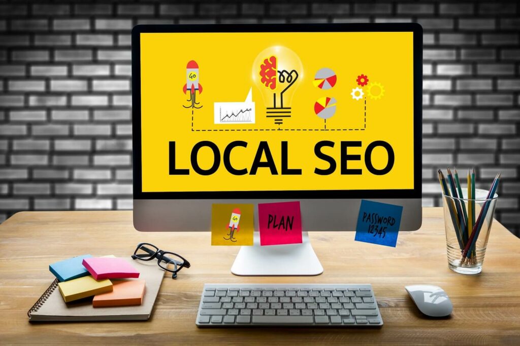 Bildschirm mit “Local SEO” Regionalmarketing