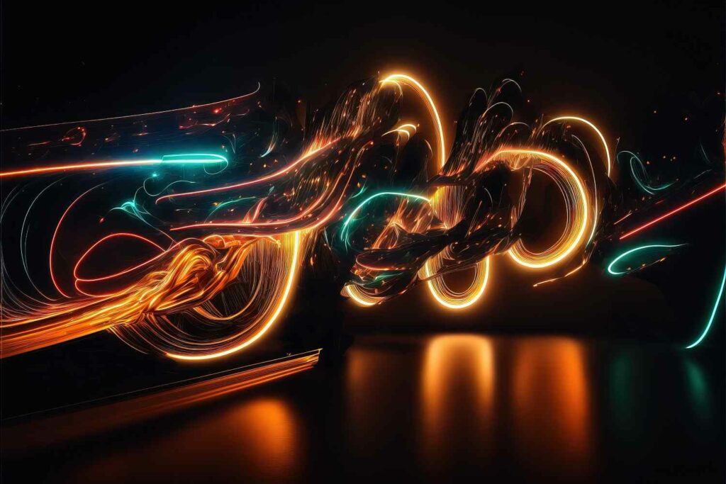 verwischtes neon sign leuchtet im Dunklen