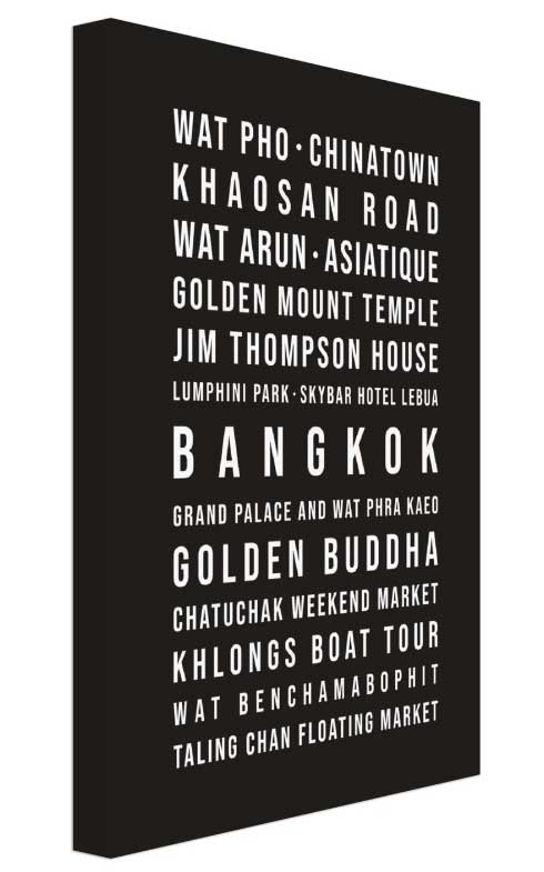 Bangkok und seine Sehenswürdigkeiten - bei Fernweh kann man sich diese Leinwand aus der Cities & Places-Kollektion von Inspiring Art auch zu Hause aufhängen