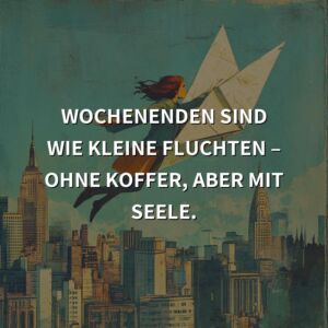 Wochenende Sprüche: Wochenenden sind wie kleine Fluchten – ohne Koffer, aber mit Seele.